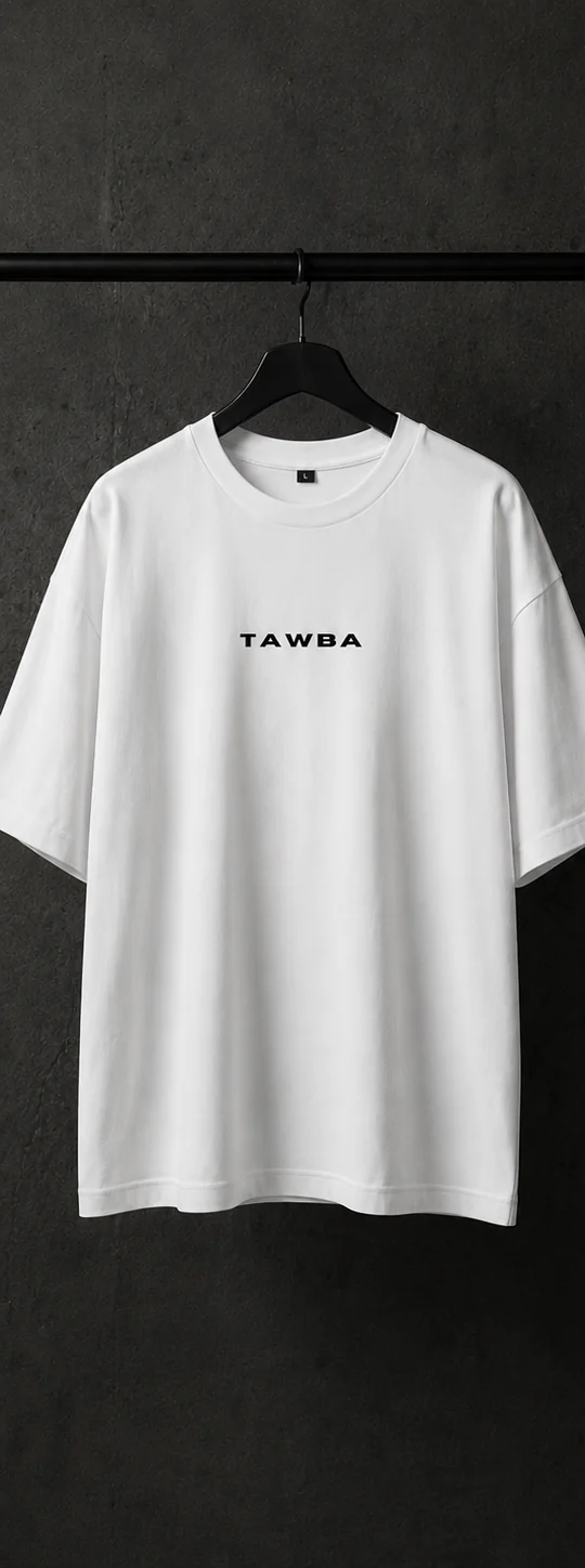 T-shirt TAWBA blanc, face avant avec le logo au centre de la poitrine